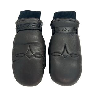 Grandoe Genuine Leather Black Puffer Quilted Cashmere blend Mittens